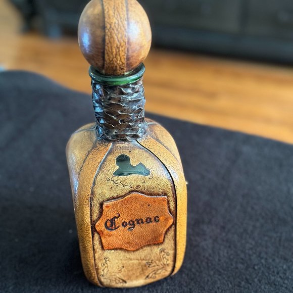 Vintage Italian Leather Wrapped Cognac Bottle - Picture 2 of 16